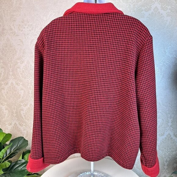 Willow Ridge Red and Black Houndstooth Patterned Jacket 1 Button Closure EUC - Picture 6 of 10